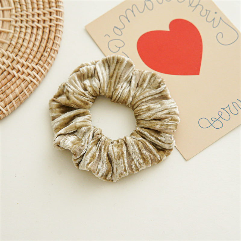 SCRUNCHIES VELVET WRINKLED ΜΠΕΖ
