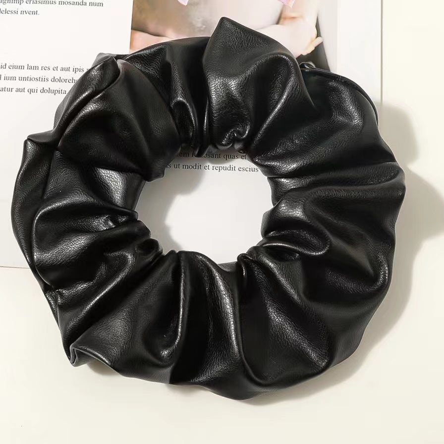 SCRUNCHIES LEATHER ΜΑΥΡΟ