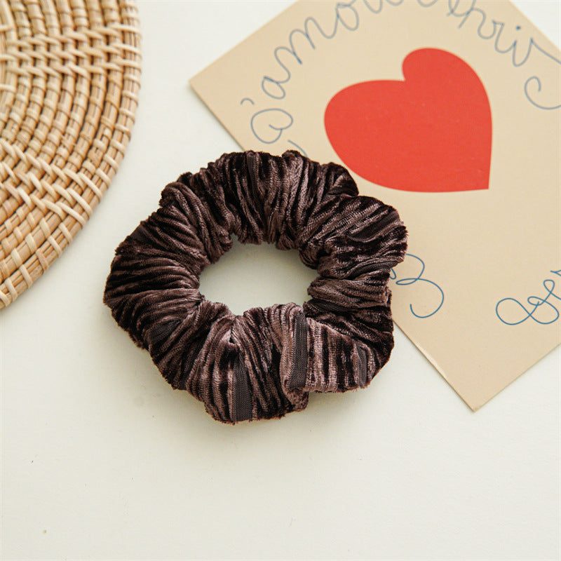SCRUNCHIES VELVET WRINKLED ΚΑΦΕ