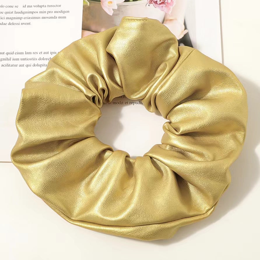 SCRUNCHIES LEATHER ΧΡΥΣΟ